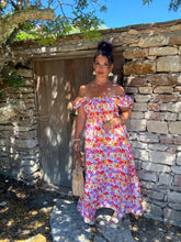 Charger l'image dans la galerie, Robe col bardot fleuri PRUNETTE (34 au 48)