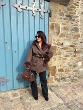 Charger l&#39;image dans la galerie, Manteau en laine chocolat GABRIELA (34 au 44)