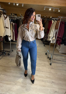 Chemise rayé café JESSIE (36 au 48)
