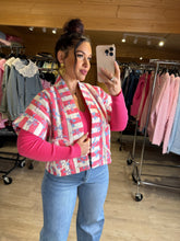 Charger l'image dans la galerie, Veste manches courtes rayée rose PAISLEY (34 au 38)