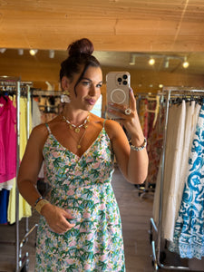 Robe bretelle fleuri vert Caroline ☀️( reste taille 48 )