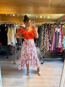 Jupe style portefeuille Baila orange ( 34 au 48 )