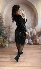 Charger l'image dans la galerie, Robe noir velours avec sequin NALA (36 au 48)