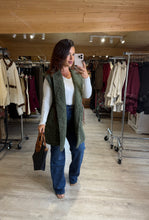 Charger l&#39;image dans la galerie, Veste longue sans manches kaki CAROLE (36 au 44)