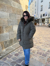 Charger l&#39;image dans la galerie, Doudoune kaki foncé réversible doudou ILAN (36 au 48)