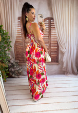 Charger l'image dans la galerie, Robe longue fuchsia motif crème et kaki CORALIE (38 au 46) New