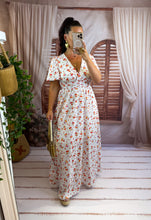 Charger l'image dans la galerie, Robe blanche fleuri orange ASTER dos nu  (34 au 46 )