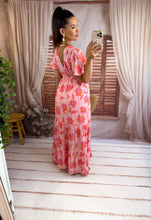 Charger l'image dans la galerie, Robe rose fleurs orangés SIRÈNE (36 au 48) New