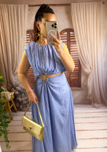 Charger l'image dans la galerie, Ensemble top + jupe bleu MANON (36 au 42)