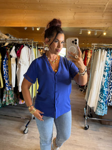 Chemisier Olivia bleu électrique ☀️( reste taille s/m et m/l )
