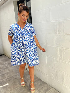 Robe short intégré bleu/blanche ( reste 1 taille 46 )