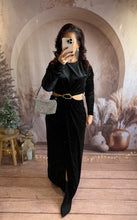 Charger l'image dans la galerie, Robe noir velours à strass NEIGE (36 au 40)