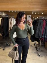 Charger l&#39;image dans la galerie, Top côtelé kaki VALERIE (34 au 40)
