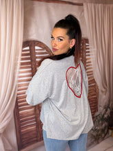Charger l'image dans la galerie, Tee Shirt coeur dentelle gris MERCREDI (36 au 44)