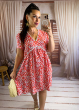 Charger l'image dans la galerie, Robe fleuri rouge ZÉLIE (36 au 50)