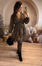 Charger l&#39;image dans la galerie, Robe choco/noir liseré or GIULIA (36 au 48)⭐️