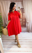Charger l'image dans la galerie, Robe chemise corail coupe droite MARGUERITE (40 au 48)