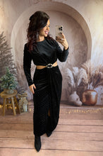 Charger l'image dans la galerie, Robe noir velours à strass NEIGE (36 au 40)