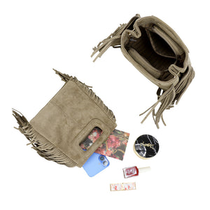 Sac à franges beige ALBA