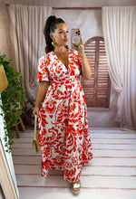 Charger l'image dans la galerie, Robe longue fleuri orange sanguine ÉGLANTINE (36 au 48)