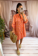 Charger l'image dans la galerie, Robe chemise manche 3/4 carreaux orange AMELA ( 36 au 44) New