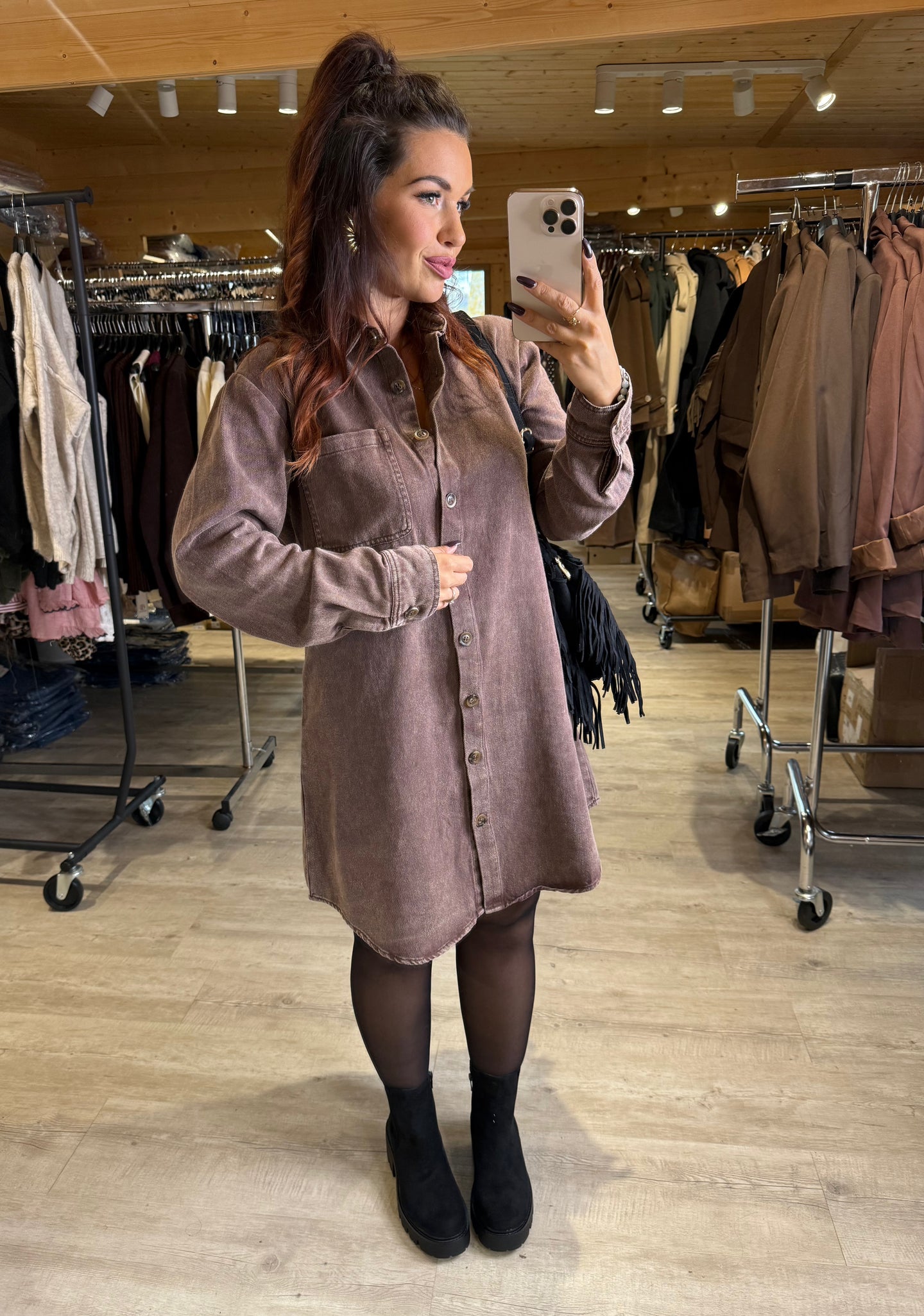 Robe chemise jeans chocolat LOUNA (36 au 42)