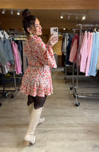 Charger l'image dans la galerie, Robe patineuse fleuri rose/orange HARZEL (34 au 42)