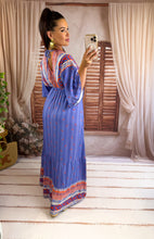 Charger l'image dans la galerie, Robe longue bleu motif de couleur GARANCE (36 au 42) New