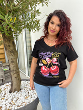 Charger l&#39;image dans la galerie, TEE shirt noir cerise noeud ( 36 au 48 )