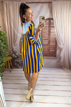Charger l'image dans la galerie, Robe chemise manche courte rayé bleu jaune PILIO ( 36 au 46) New