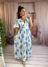 Charger l'image dans la galerie, Robe longue tacheté bleu PETRA (36 au 48)