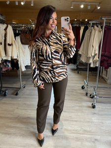 Chemise zèbre chocolat NATACHA (s/m au 4xl)