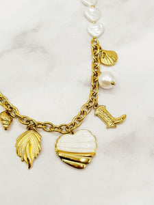 Collier cœur doré/blanc ☀️