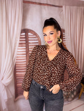 Charger l'image dans la galerie, Blouse chocolat à pois PAULETTE (36 au 48)