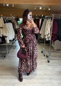 Robe léopard bordeaux MARWA (Taille 36 au 48)