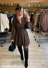 Charger l&#39;image dans la galerie, Robe chocolat pois noir CHARLOTTE (36 au 40)