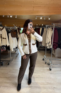 Gilet écru motif léopard SANANA (36 au 46)
