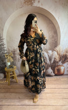 Charger l&#39;image dans la galerie, Robe fleuri camel/doré avec ceinture DORIA (36 au 48) ⭐️