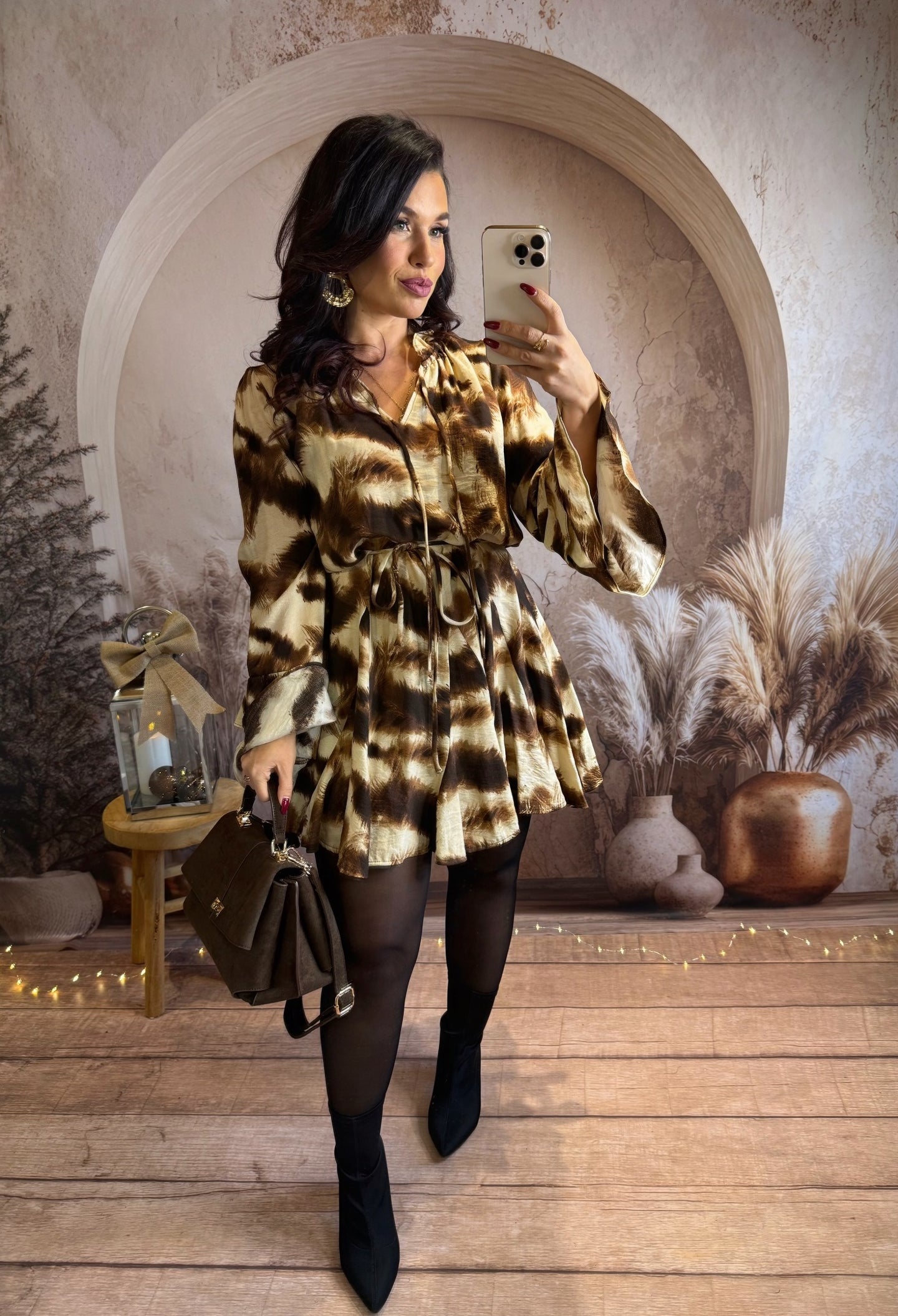 Robe patineuse chocolat/beige AMBRE (34 au 42)⭐️