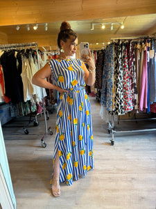 Ensemble rayé bleu citron ( 34 au 46 )