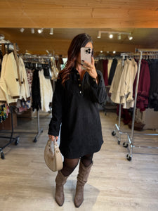 Robe courte velours noir MARIE (34 au 48)