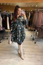 Charger l&#39;image dans la galerie, Robe chemise kaki motif écru SOFIA (36 au 50)