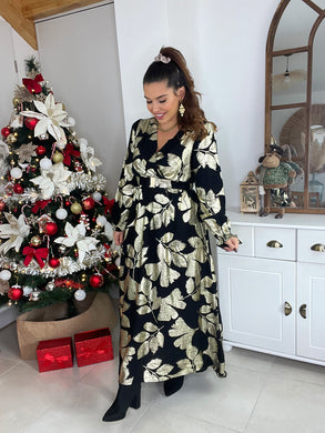 Robe longue noir / or Tamara ( 36 au 50)⭐️