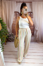 Charger l'image dans la galerie, Pantalon gaz de coton rayé turquoise   ( 34 au 46 ) New
