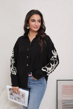 Charger l&#39;image dans la galerie, Chemise noir motif blanc DANCE (36 au 40)