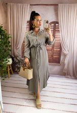 Charger l'image dans la galerie, Robe chemise gaz de coton taupe NYSSIA (34/36/38)
