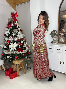 Robe longue bordeaux /or Vivi ( taille 40 au 50 )