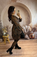 Charger l&#39;image dans la galerie, Robe choco/noir liseré or GIULIA (36 au 48)⭐️