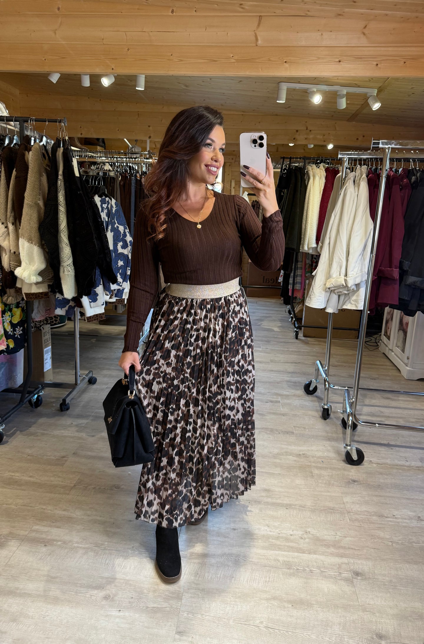 Jupe plissée choco Karina ( 34 au 46 )