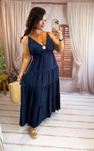 Charger l'image dans la galerie, Robe uni soleil bleu marine ALIX (36 au 46)